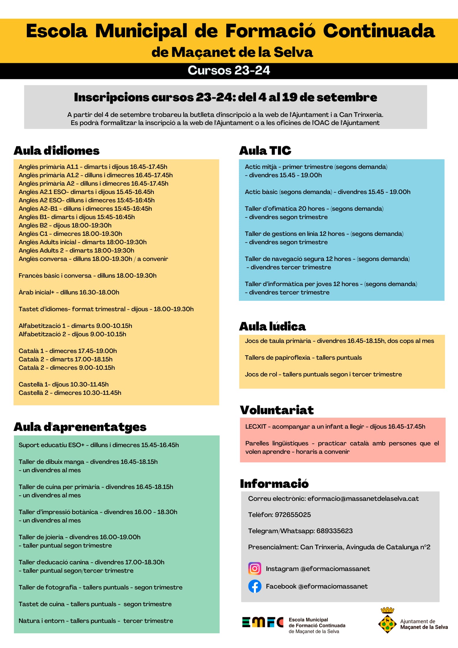 Cursos formació 2023