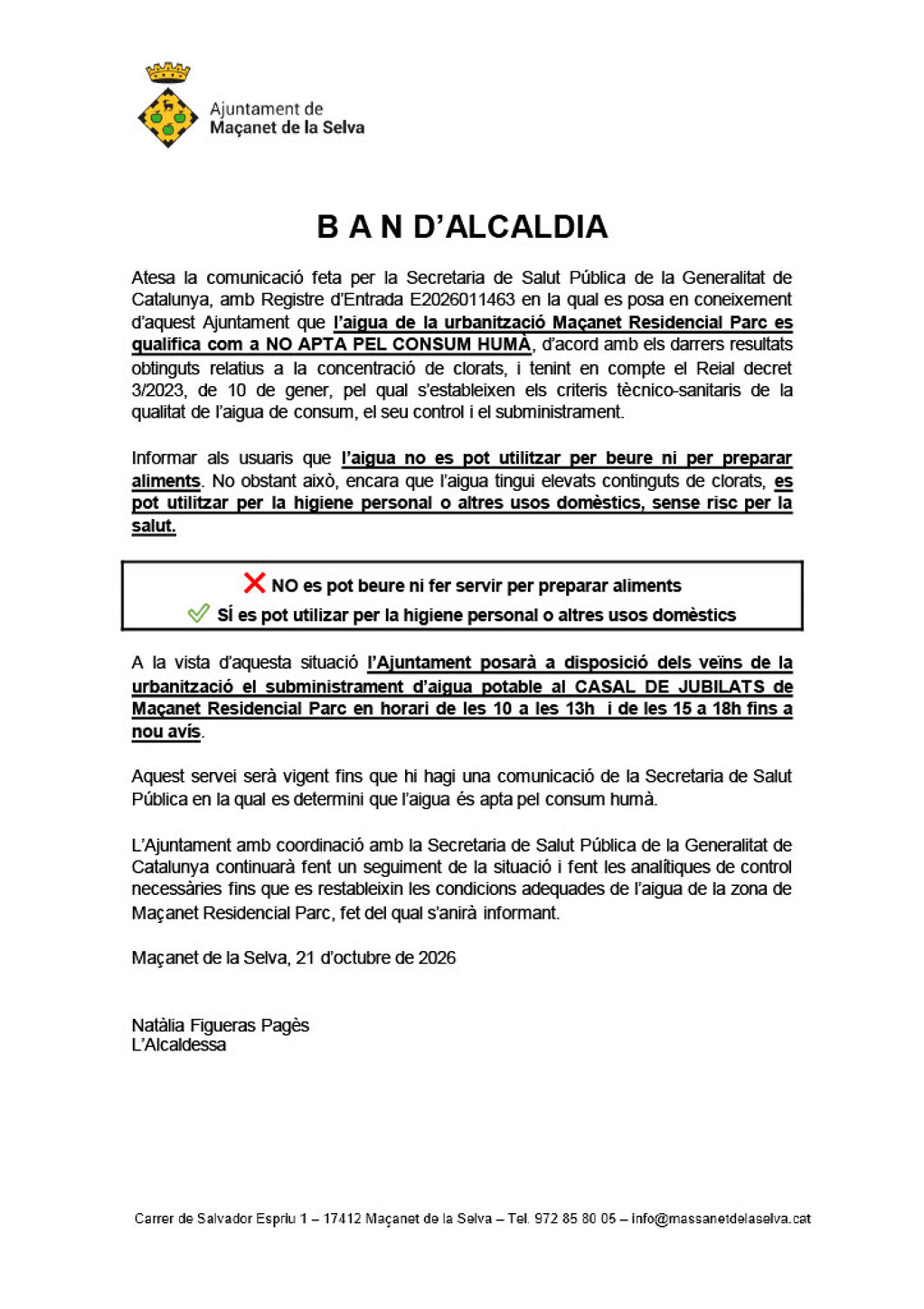 BAN D'ALCALDIA 