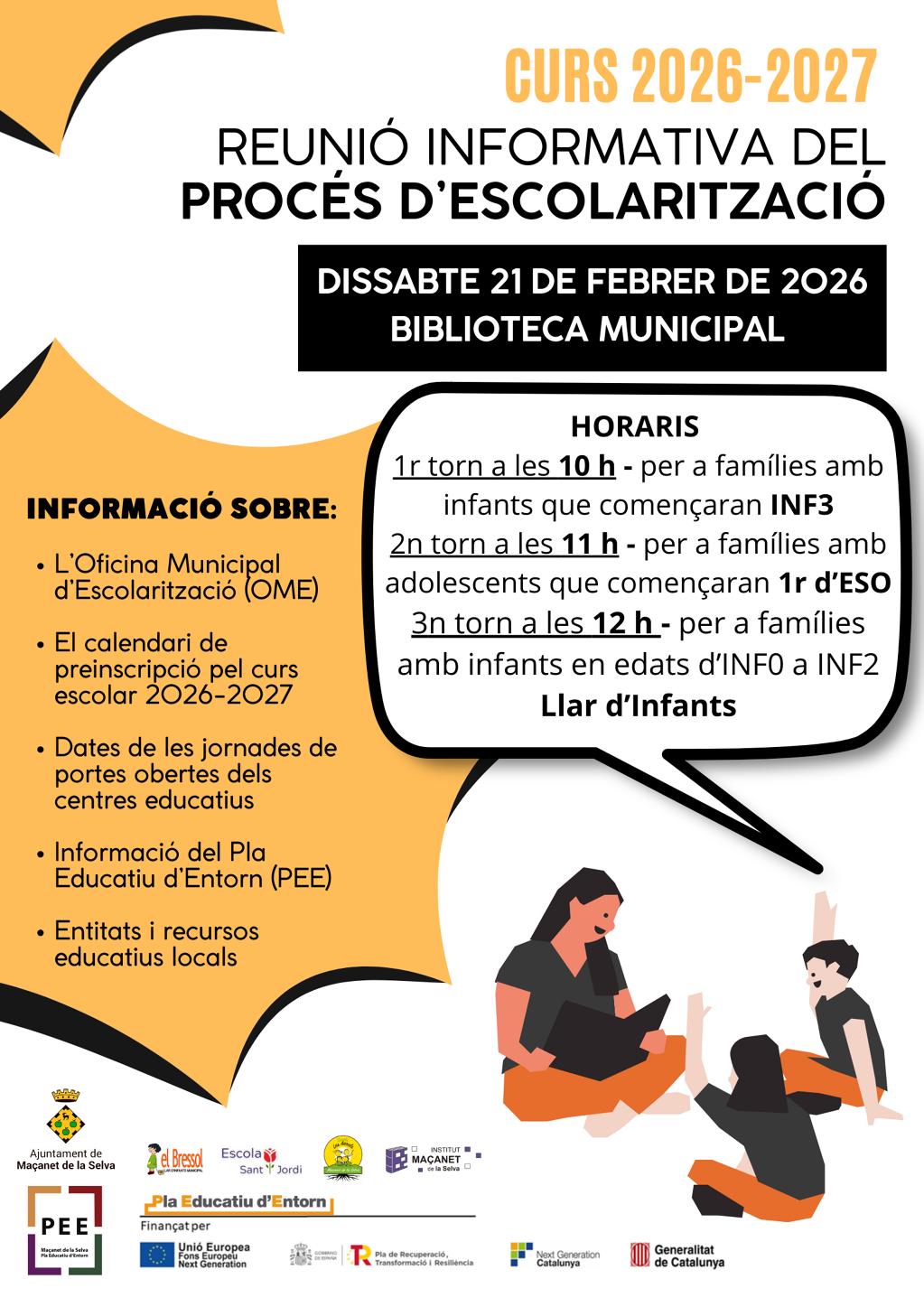 Reunió informativa sobre el procés d'escolarització