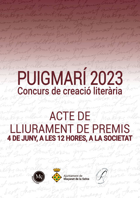 Entrega dels Premis literaris Puigmarí 2023 - cartell-puigmari-2023.jpg