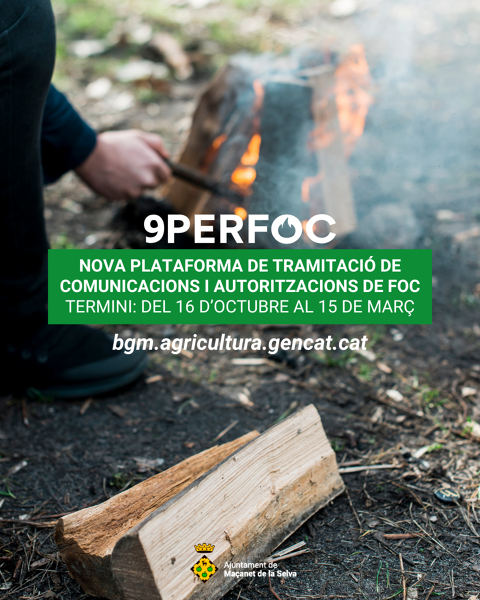 Inici del període de comunicacions per a activitats amb risc d’incendi forestal (del 16 d’octubre de 2025 al 15 de març de 2026)