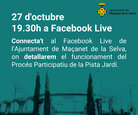 Facebook Live del Procés Participatiu de la Pista Jardí  