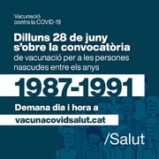 Convocats els nascuts entre el 1987 i el 1991 per la vacuna de la COVID19