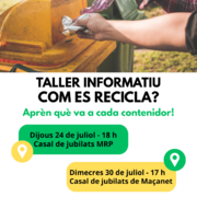 Taller informatiu: Com es recicla? a càrrec de NORA