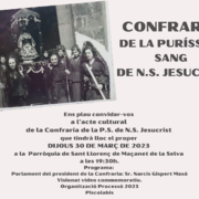 Acte cultural de la Confraria de la Puríssima Sang de Nostre Senyor Jesucrist
