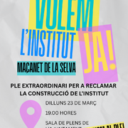 Ple extraordinari per a reclamar la construcció de l'Institut!